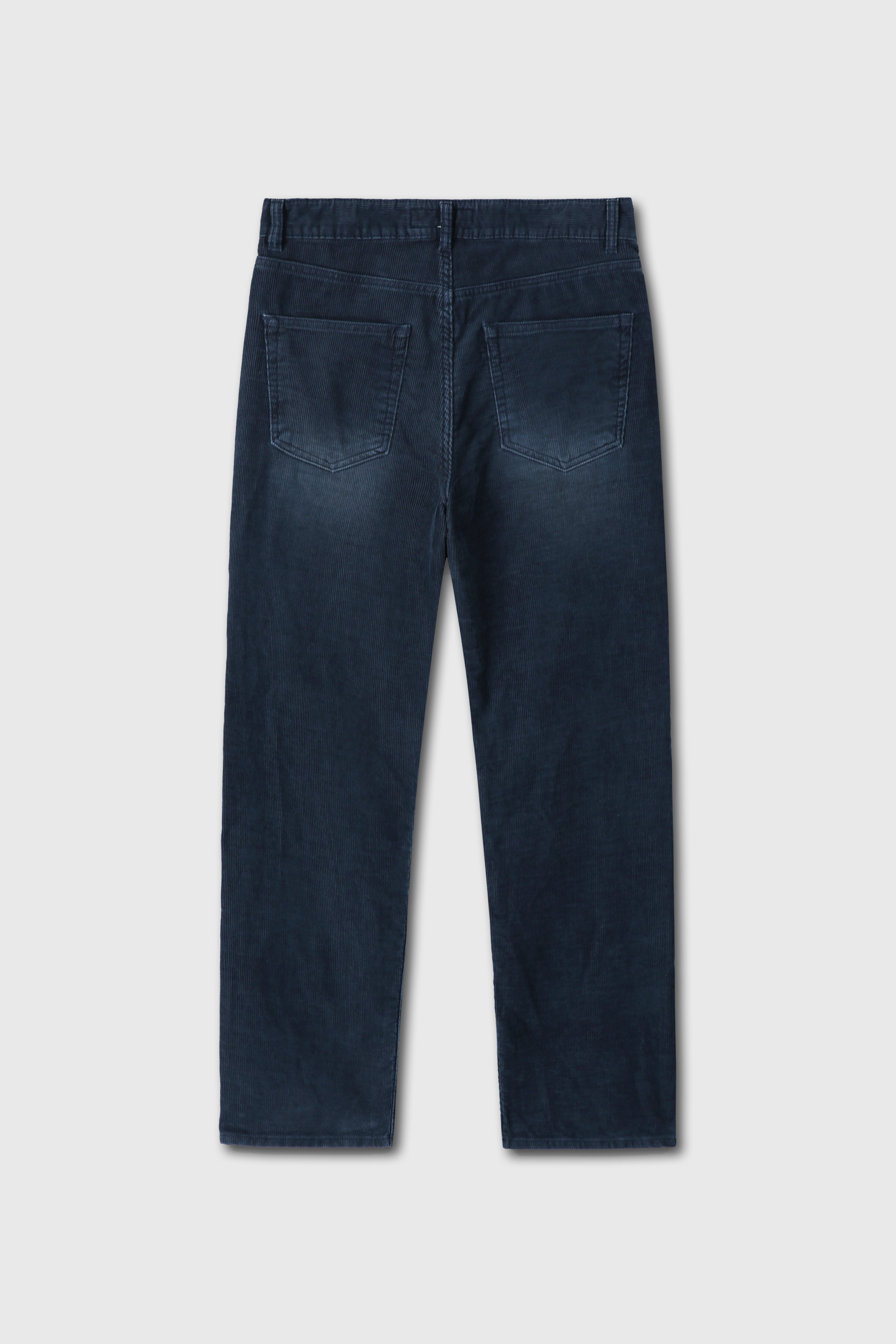 Indigo Garment-dyed Straight Cut Corduroy Pants_ Faded Indigo