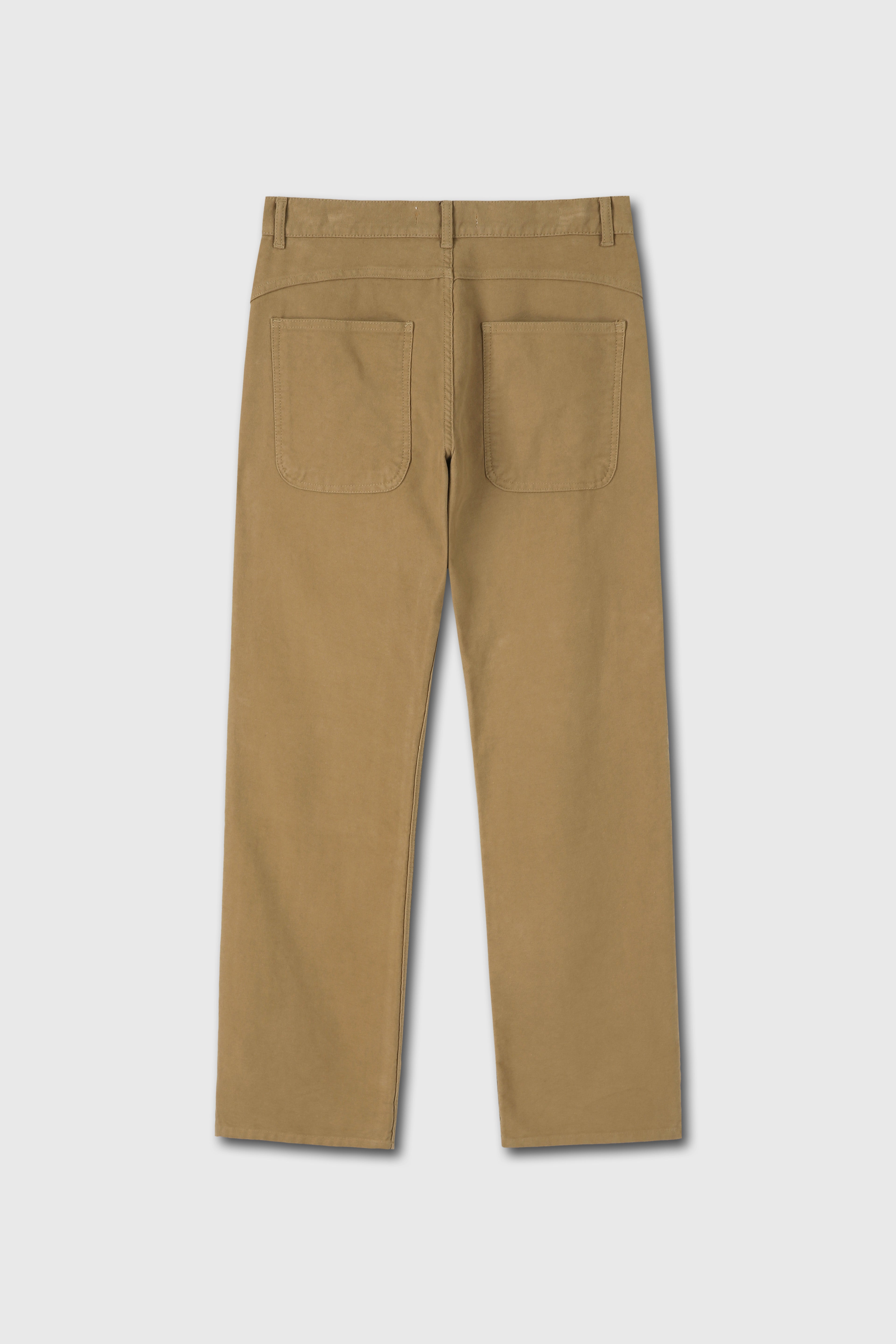 Garment-washed Moleskin Straight Pants_ Washed Beige