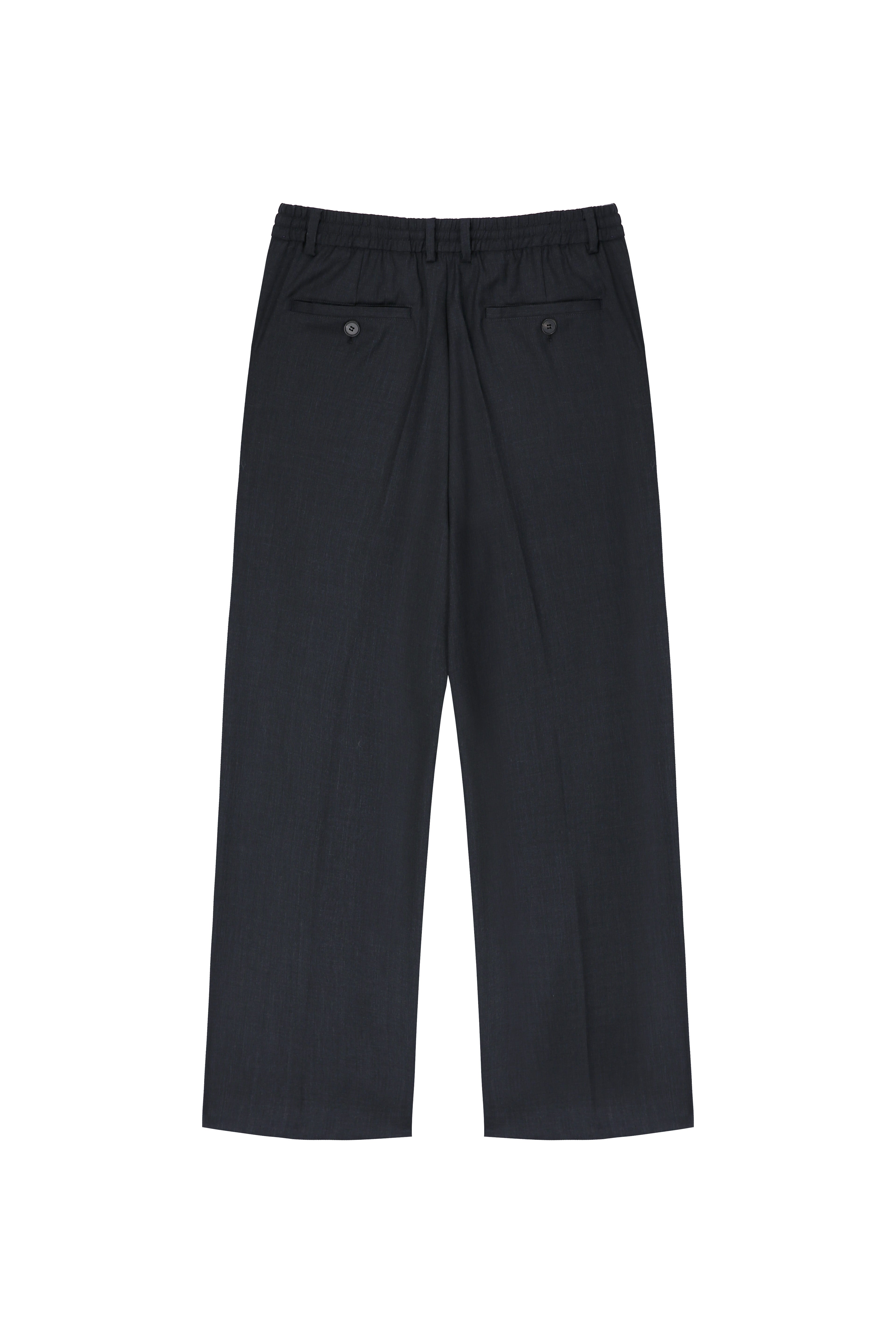 High-density Wool Drawstring Wide Trousers_ Grey