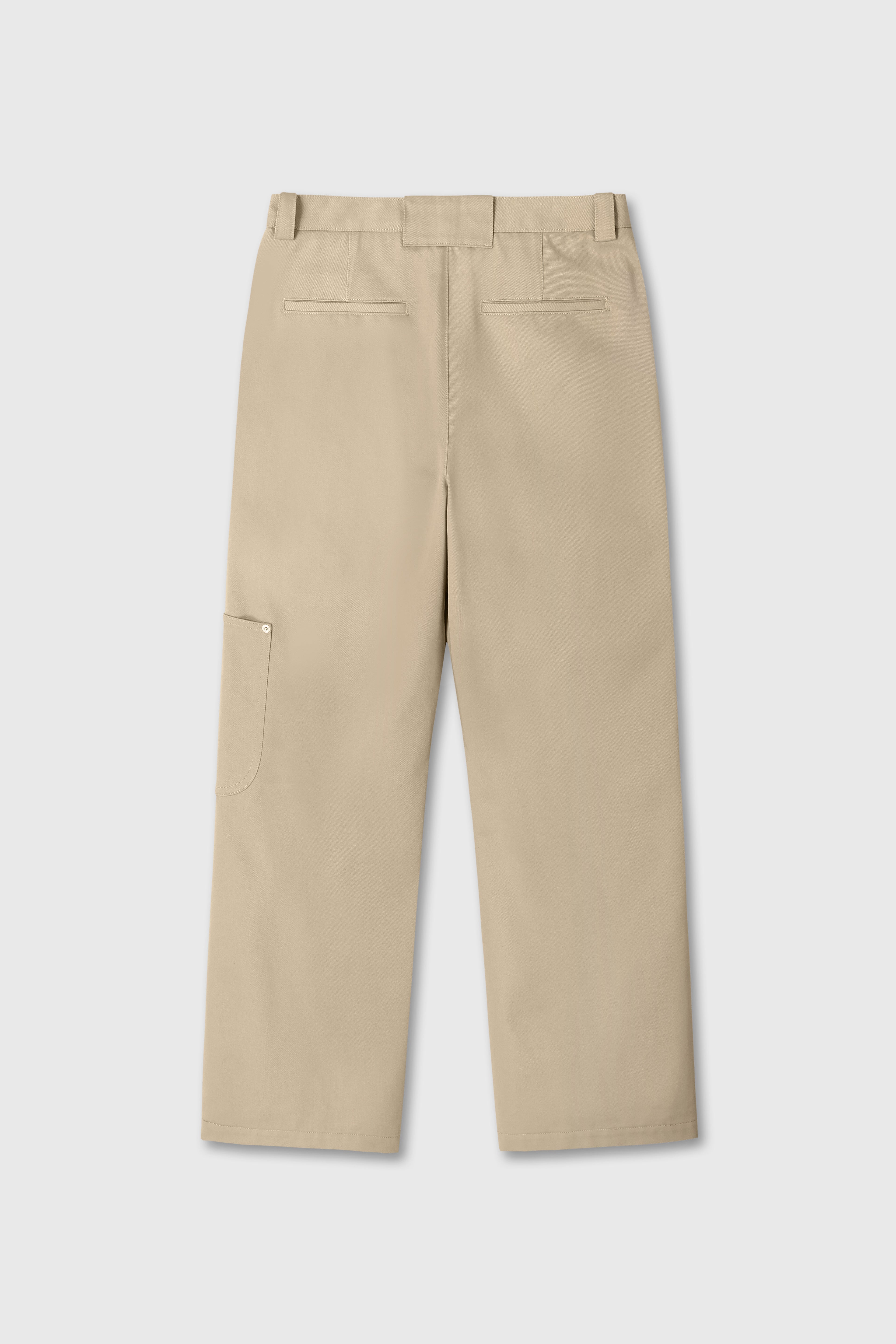 Hard Twist Semi-wide Cut Double Knee Pants_ Beige
