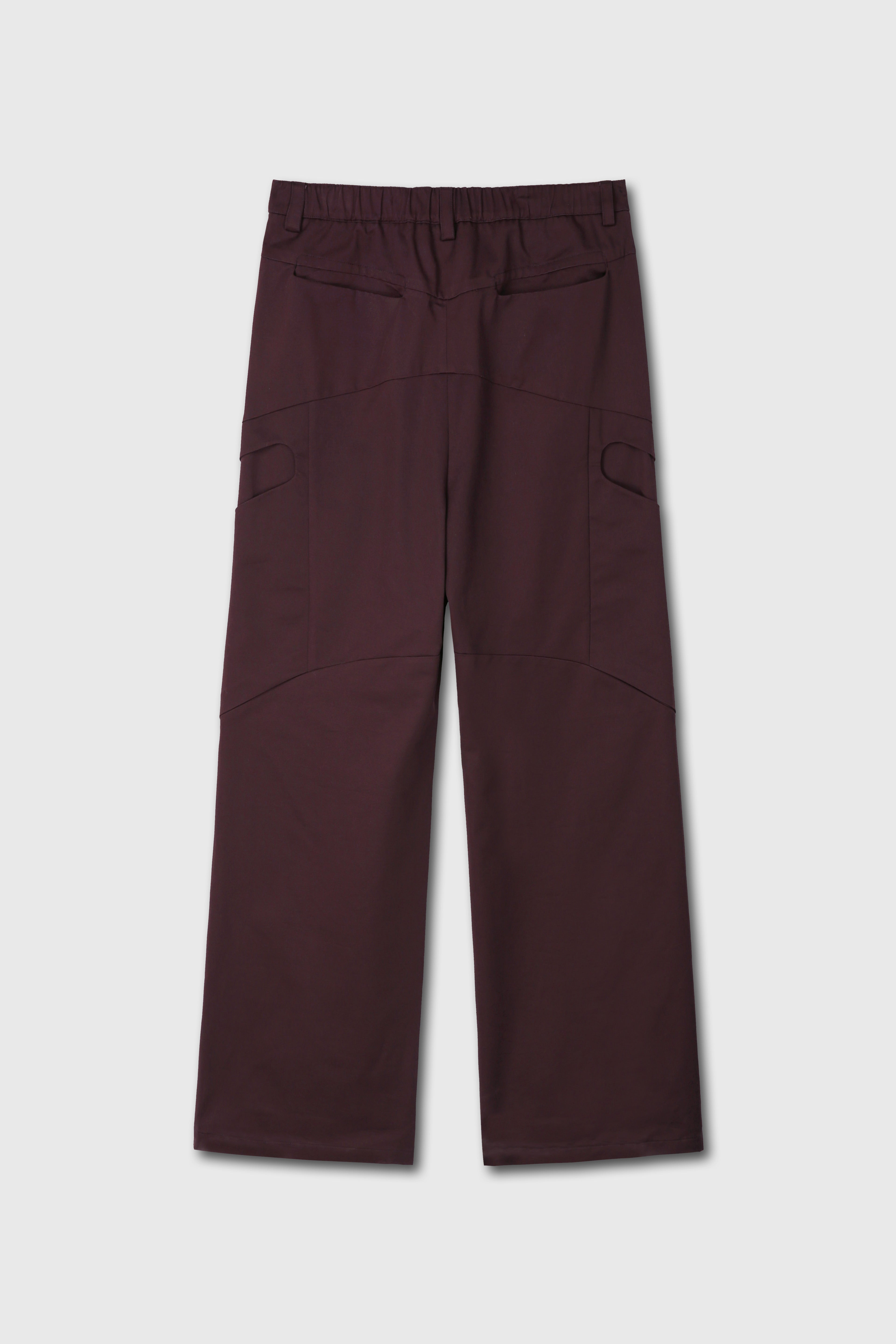 High Density Curved Multi-Pocket Pants_ Dark Burgundy