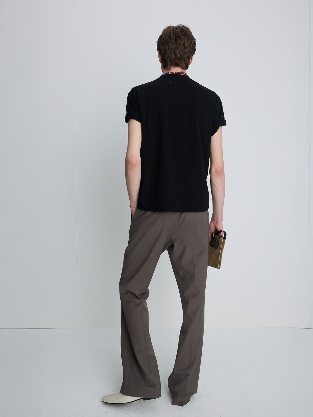 TROPICAL WOOL FLARED TROUSERS_ TAUPE