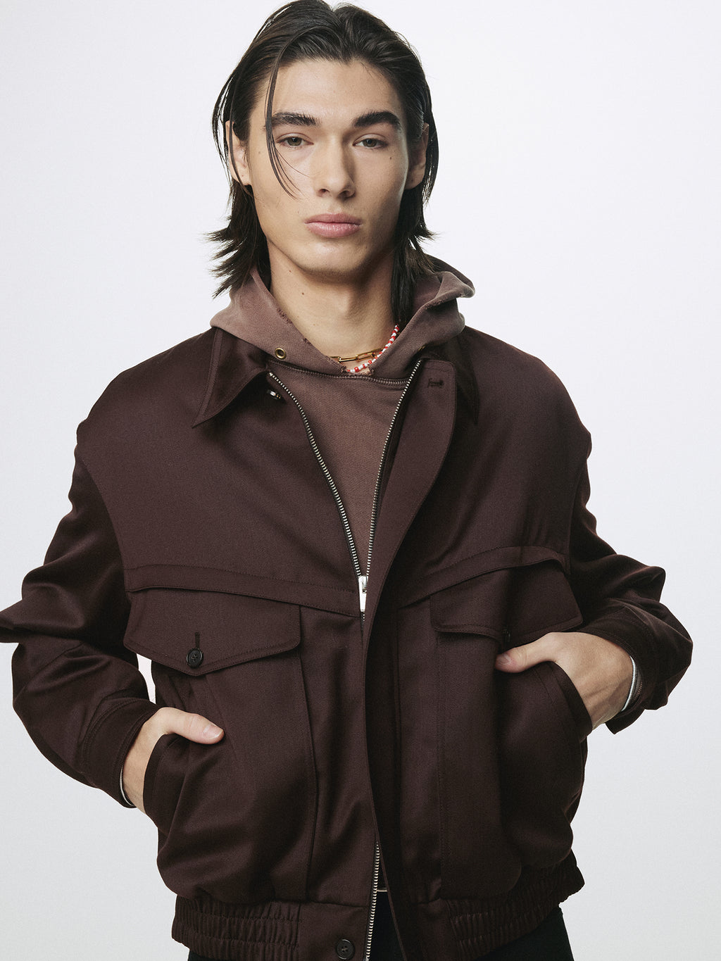 WOOL VISCOSE OVERSIZED BOMBER JACKET_ DARK BURGUNDY