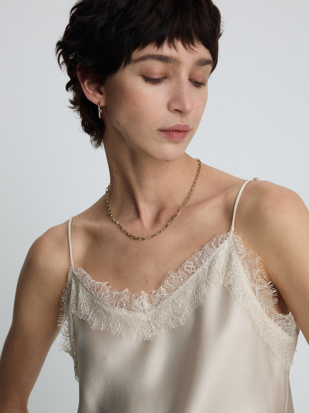 (W) SATIN LACE CAMISOLE_ BEIGE