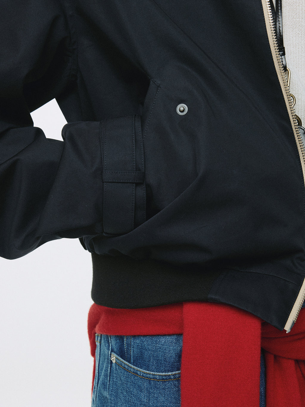 BAND COLLAR BLOUSON JACKET_ NAVY
