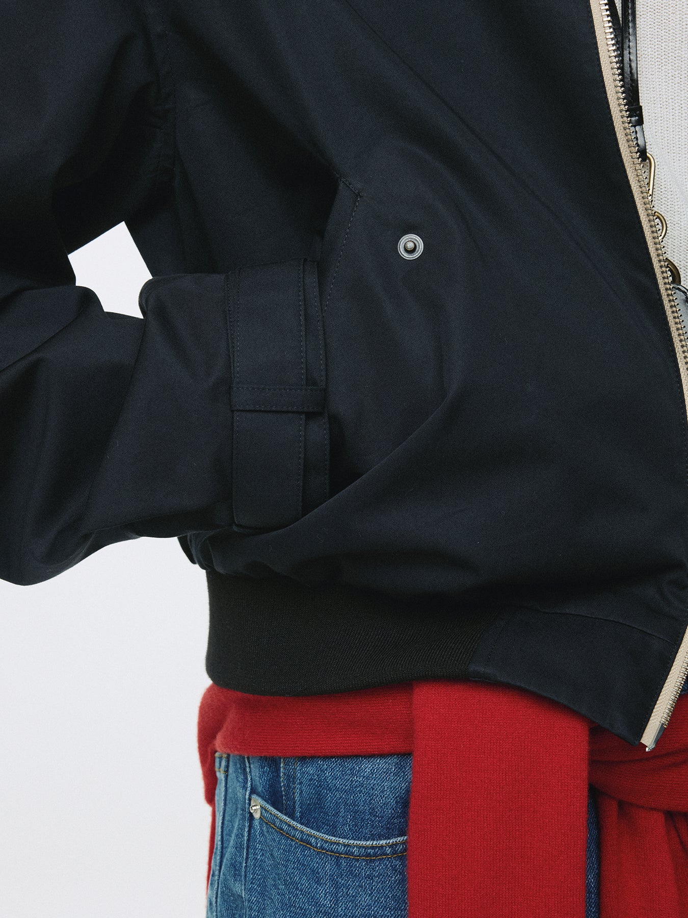 BAND COLLAR BLOUSON JACKET_ NAVY