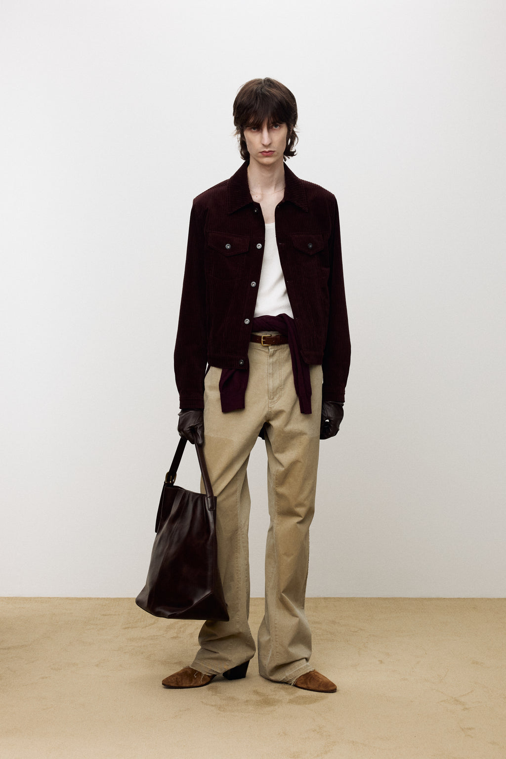VINTAGE EFFECT FLARED CARPENTER PANTS_ FADED BEIGE