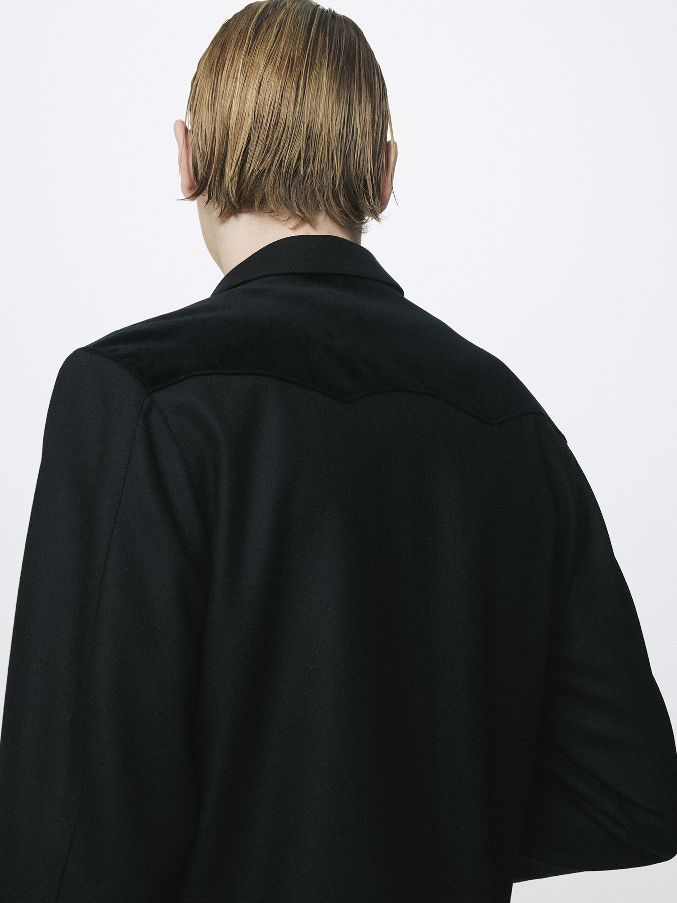 WOOL VELVET TRIMMED BLOUSON JACKET_ BLACK