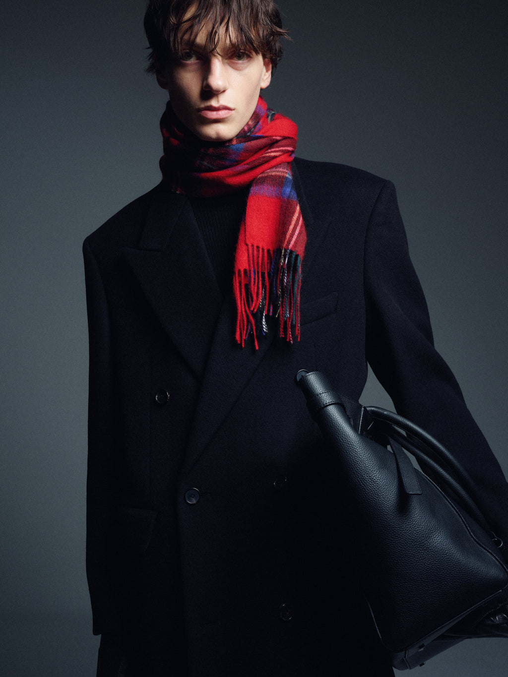 WOOL AND CASHMERE DOUBLE-BREASTED COAT_ BLACK