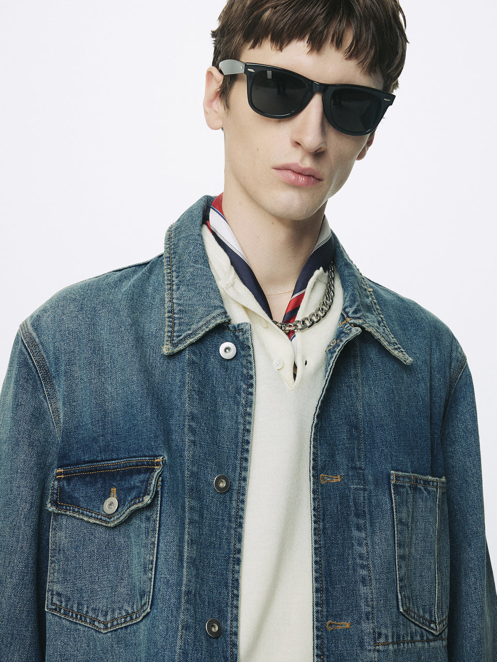 GARMENT WASHED DENIM CHORE JACKET_ WASHED BLUE