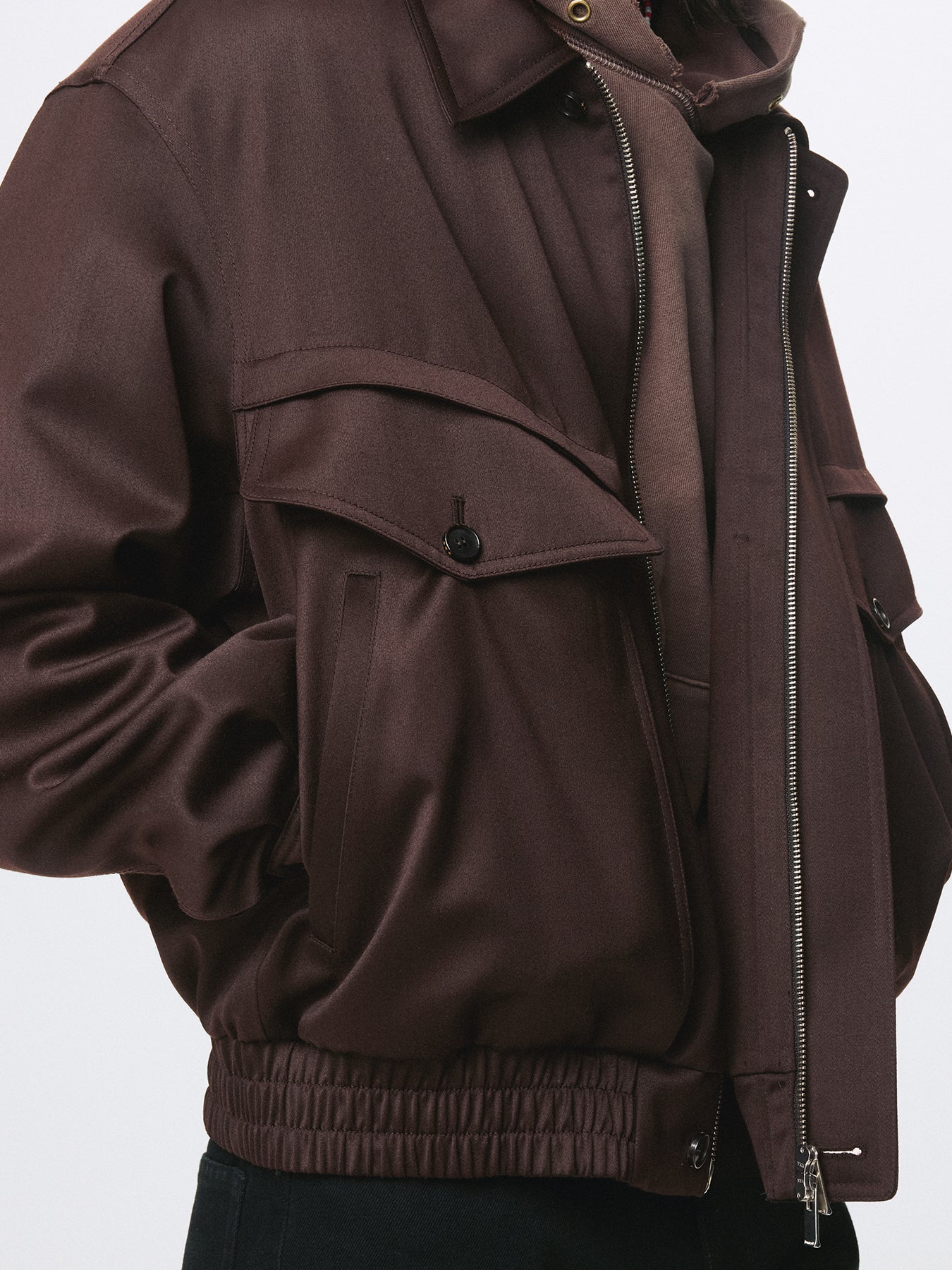 WOOL VISCOSE OVERSIZED BOMBER JACKET_ DARK BURGUNDY