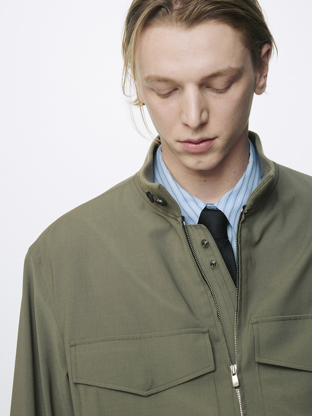 LIGHT WOOL WEB JACKET_ OLIVE