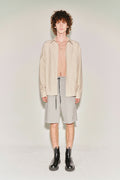Heavyweight Brushed-Jersey Logo Embroidered Shorts_ Melange Grey