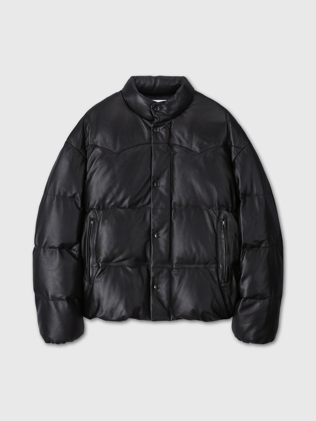 LAMB LEATHER DOWN PUFFER JACKET_ BLACK