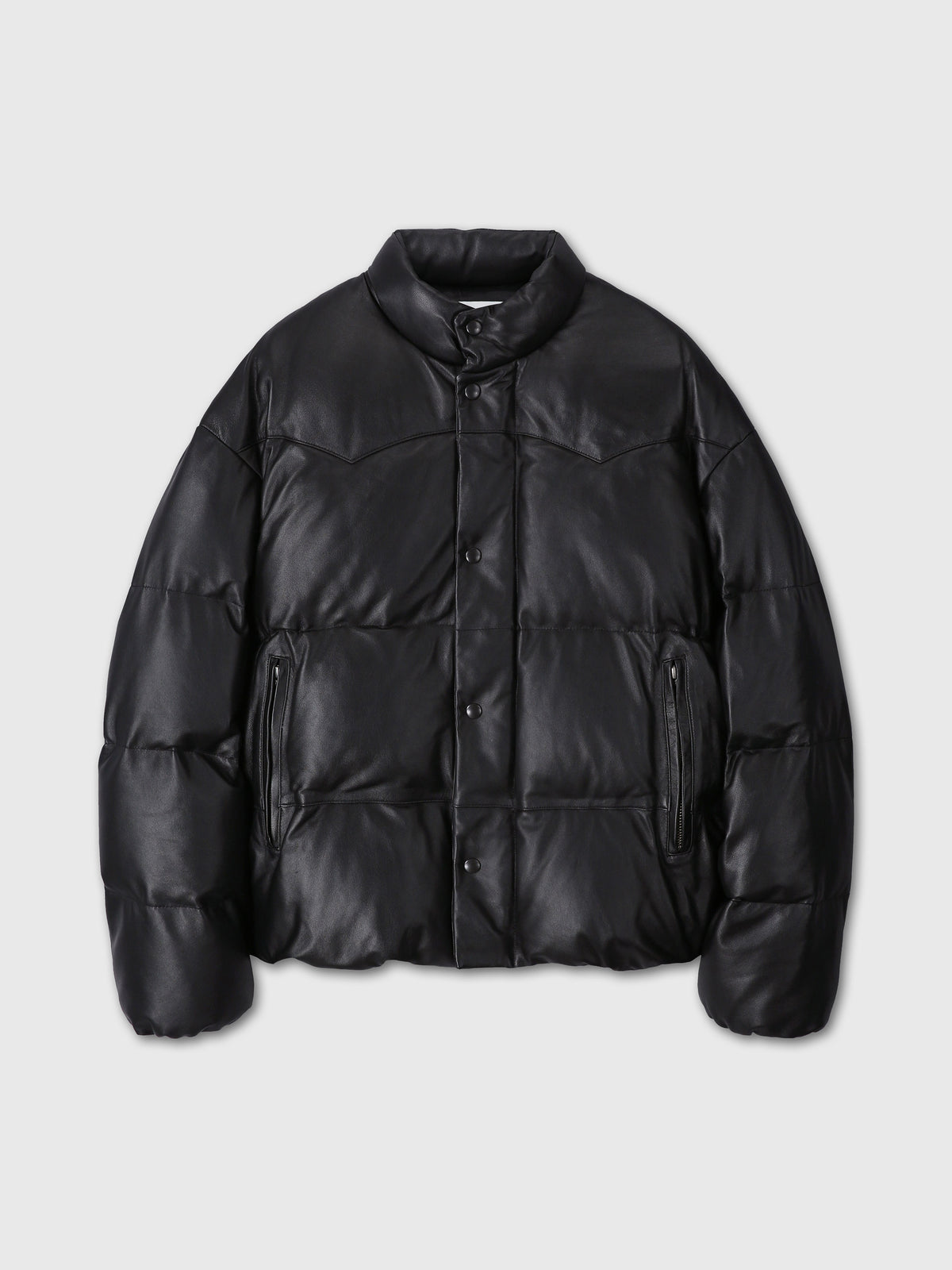 LAMB LEATHER DOWN PUFFER JACKET_ BLACK