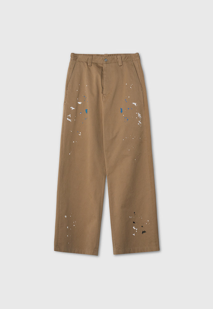Wide-Leg Heavy Cotton Painter Pants_ Beige