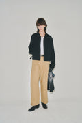 Wide Cut Hidden Snap Closure Trousers_ Beige