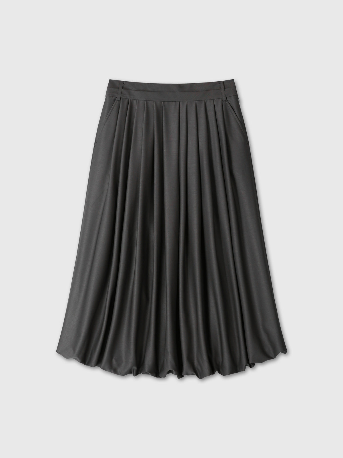 (W) WOOL BALLOON SKIRT_ CHARCOAL