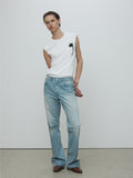 GARMENT-WASHED PATCH POCKET SLEEVELESS_ VINTAGE WHITE