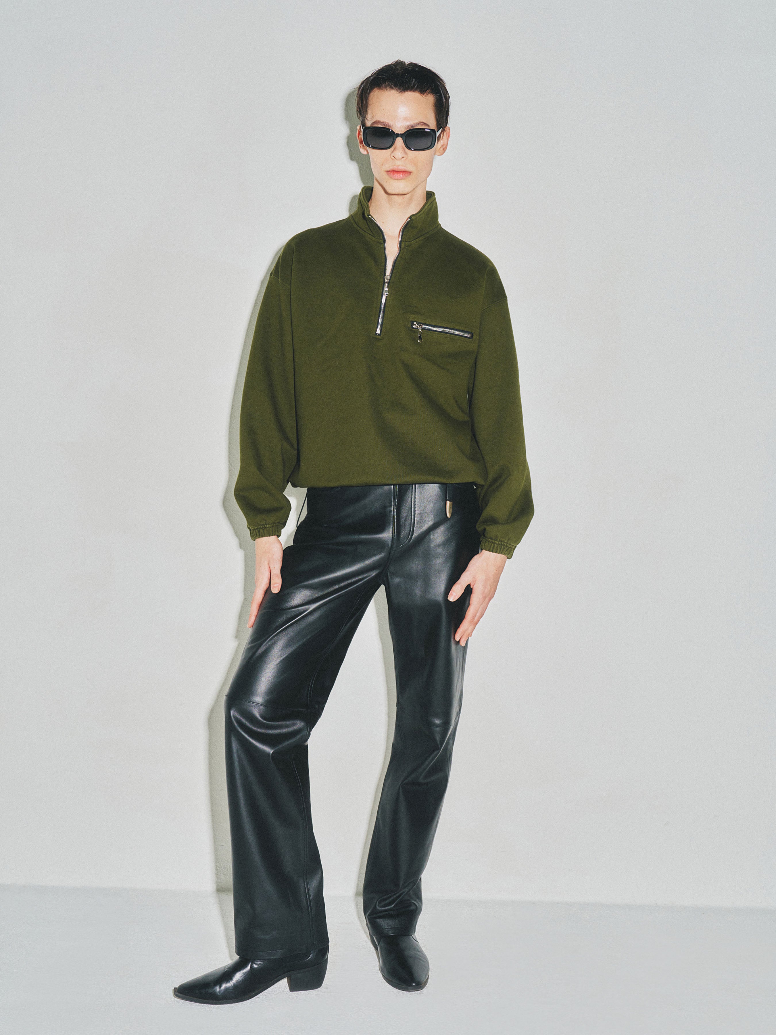 Extra Heavy Sweat Half Zip-up_ Fern Green