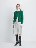 (W) SILK STRIPES MIDI-SKIRT_ GREY STRIPE