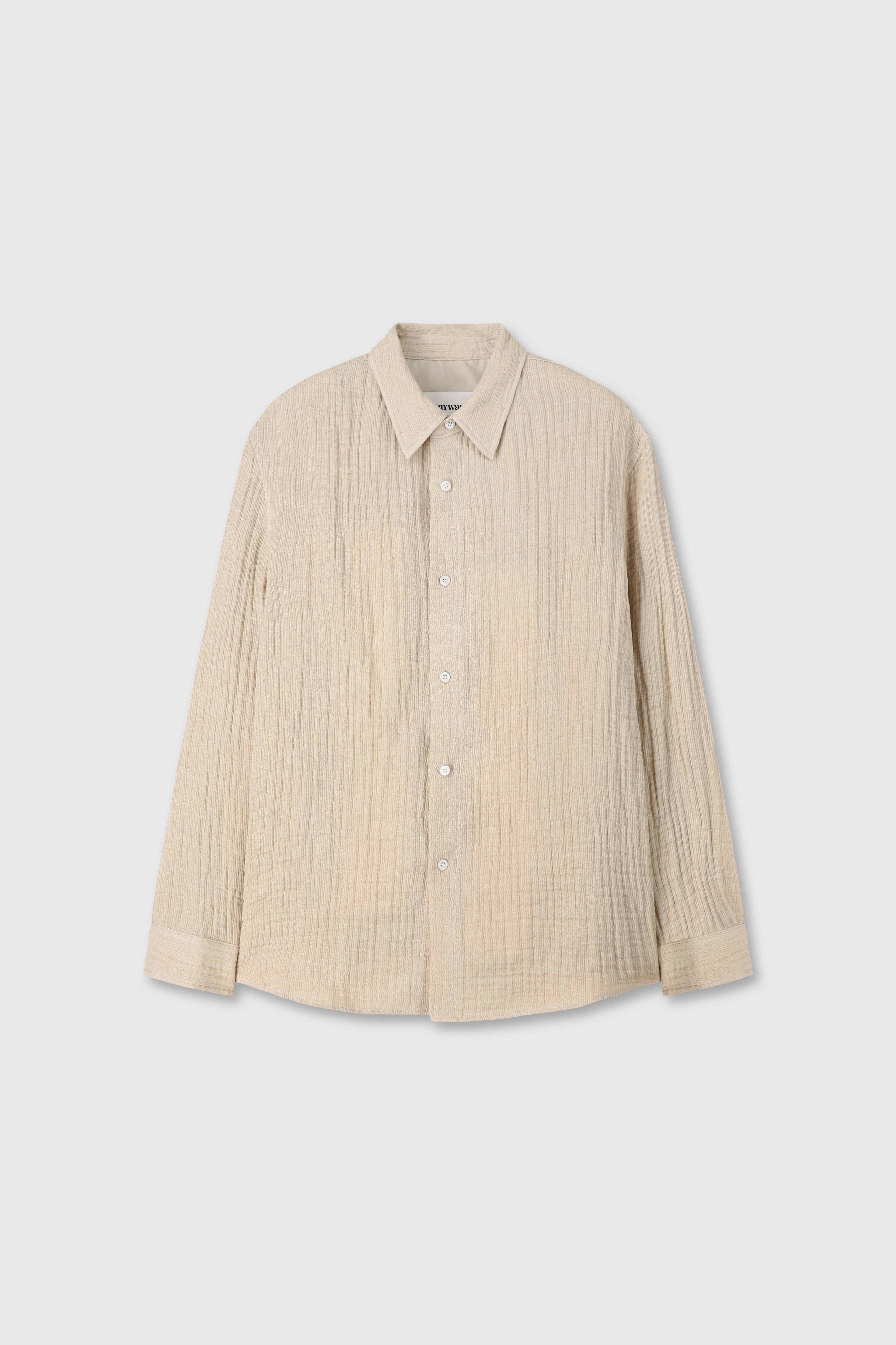 DOUBLE WEAVE LINEN SHIRT_ FRENCH BEIGE