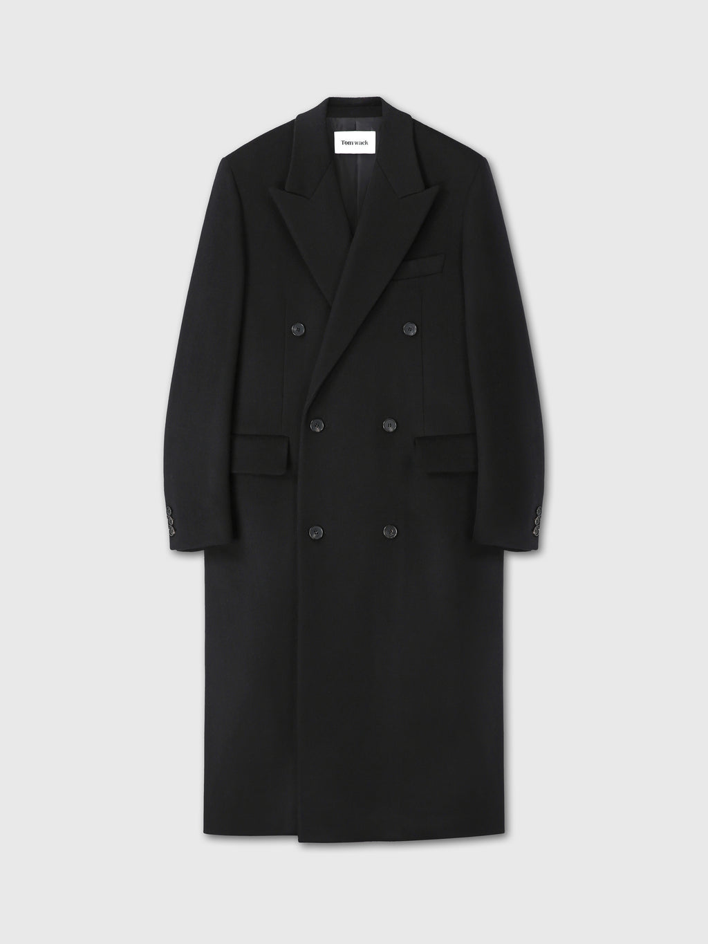 WOOL AND CASHMERE DOUBLE-BREASTED COAT_ BLACK