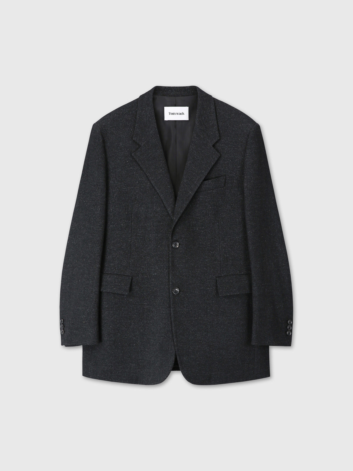 HERRINGBONE WOOL RELAXED TAILORED JACKET_ ANTHRACITE
