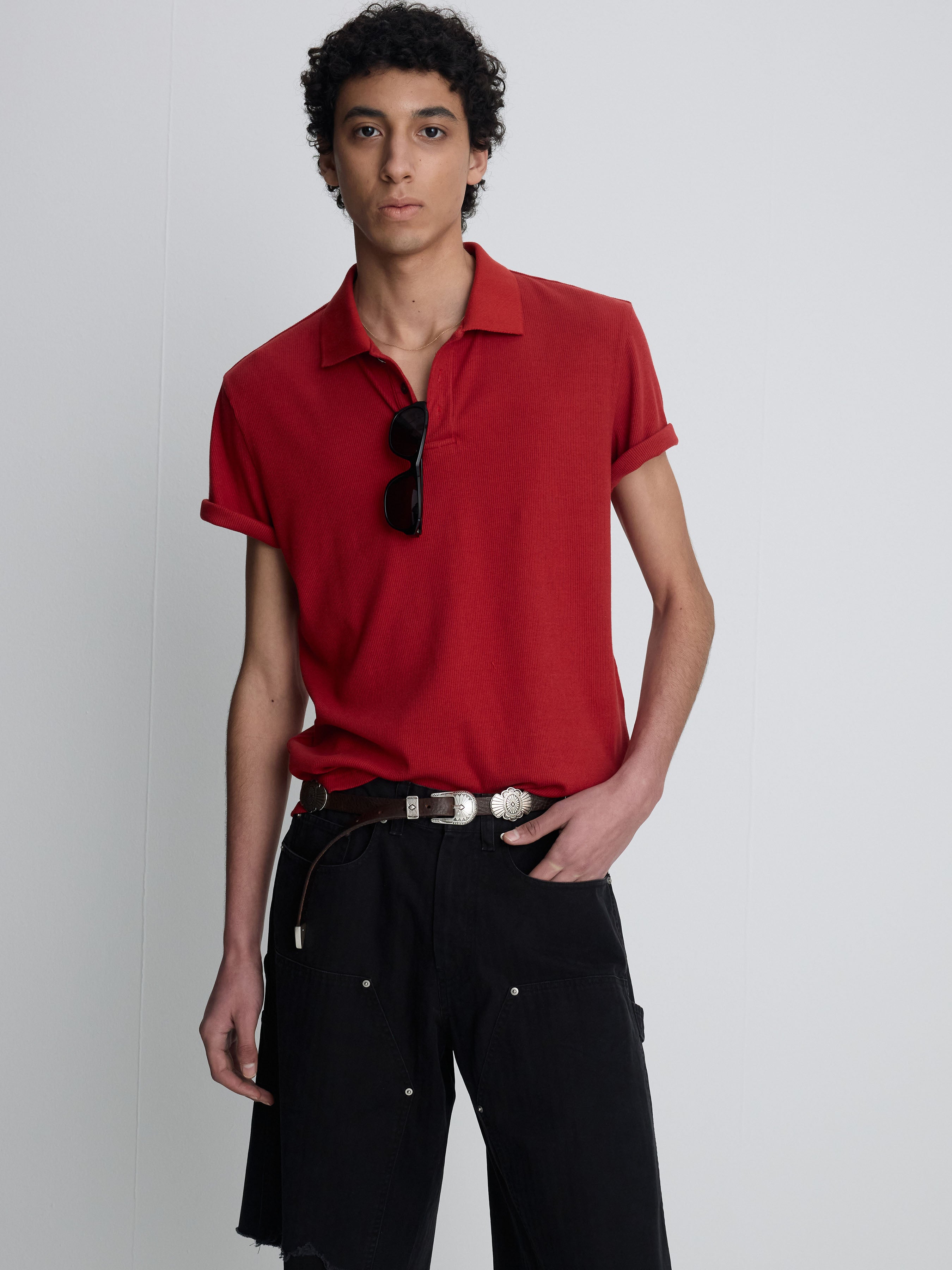 (2026/06/09 Open) SOFT RIBBED POLO SHIRT_ DARK RED