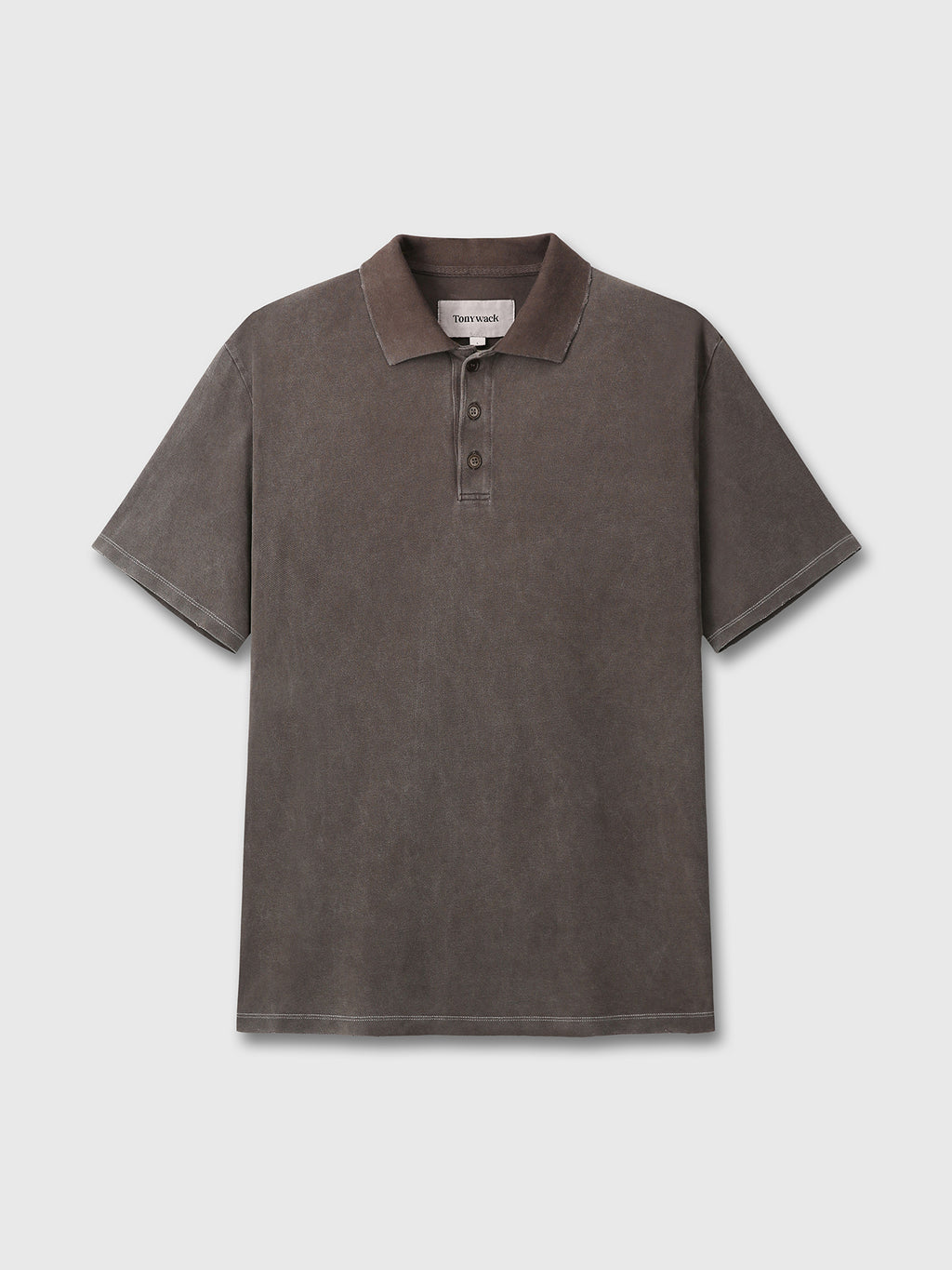 GARMENT DYED DISTRESSED PIQUÉ POLO_ FADED BROWN