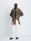 LAMB SHEARLING LEATHER BOMBER JACKET_ FADED BROWN