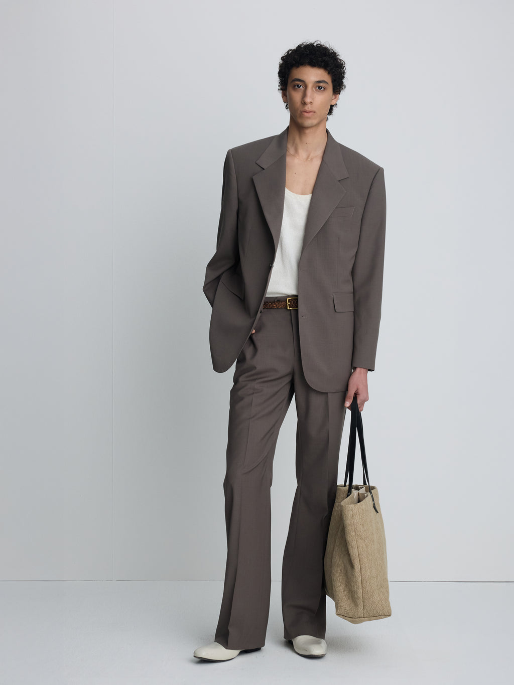 TROPICAL WOOL RELAXED BLAZER_ TAUPE