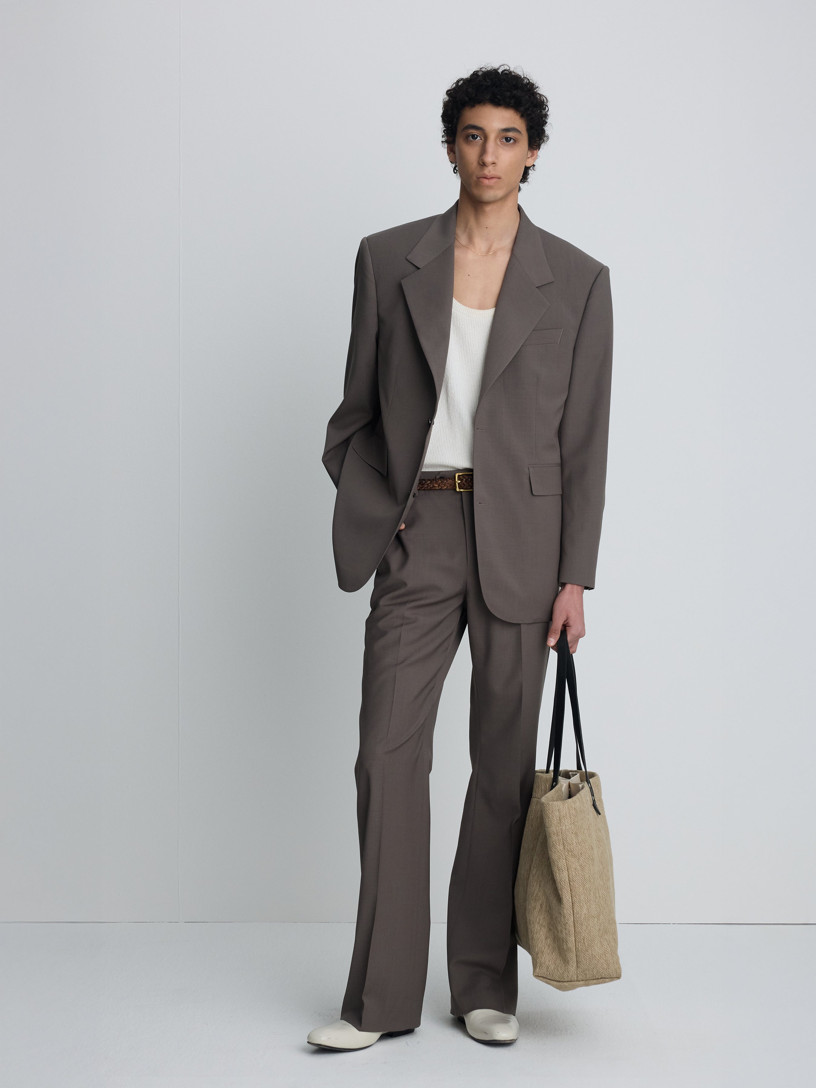 TROPICAL WOOL RELAXED BLAZER_ TAUPE