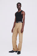 Garment-washed Moleskin Straight Pants_ Washed Beige