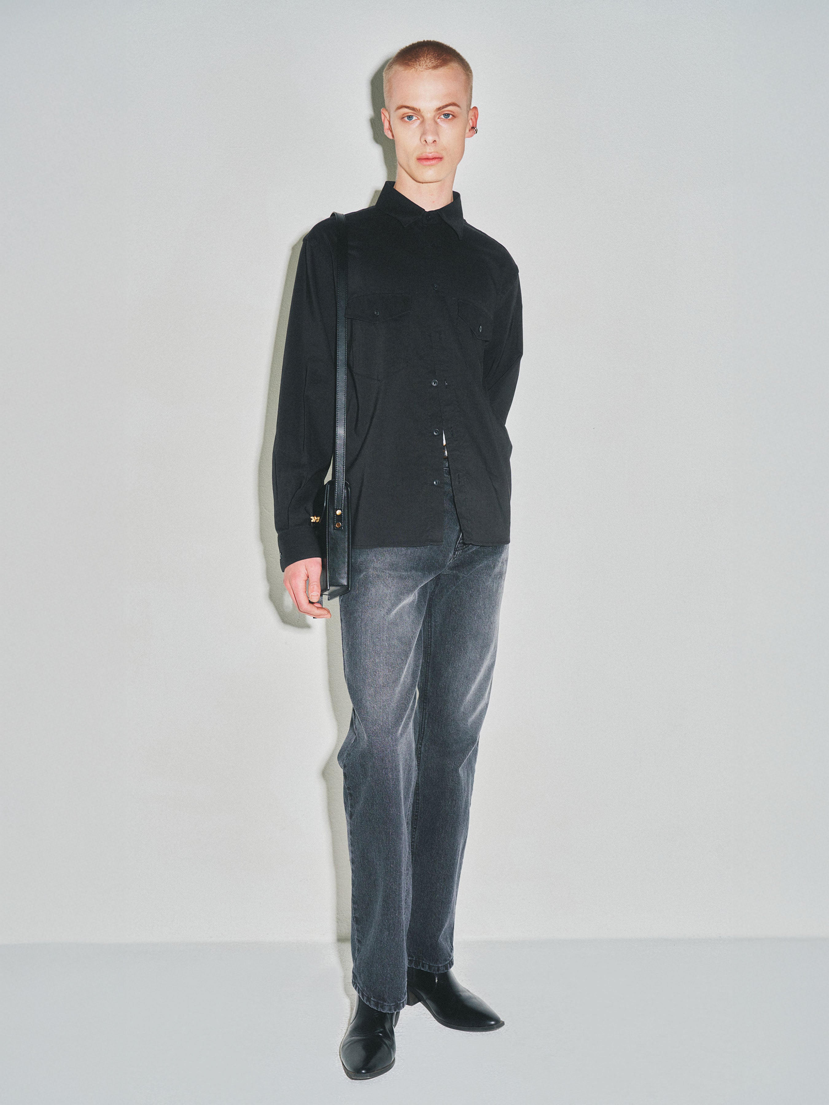 Soft Brushed C/R Western Shirt_ Midnight Black