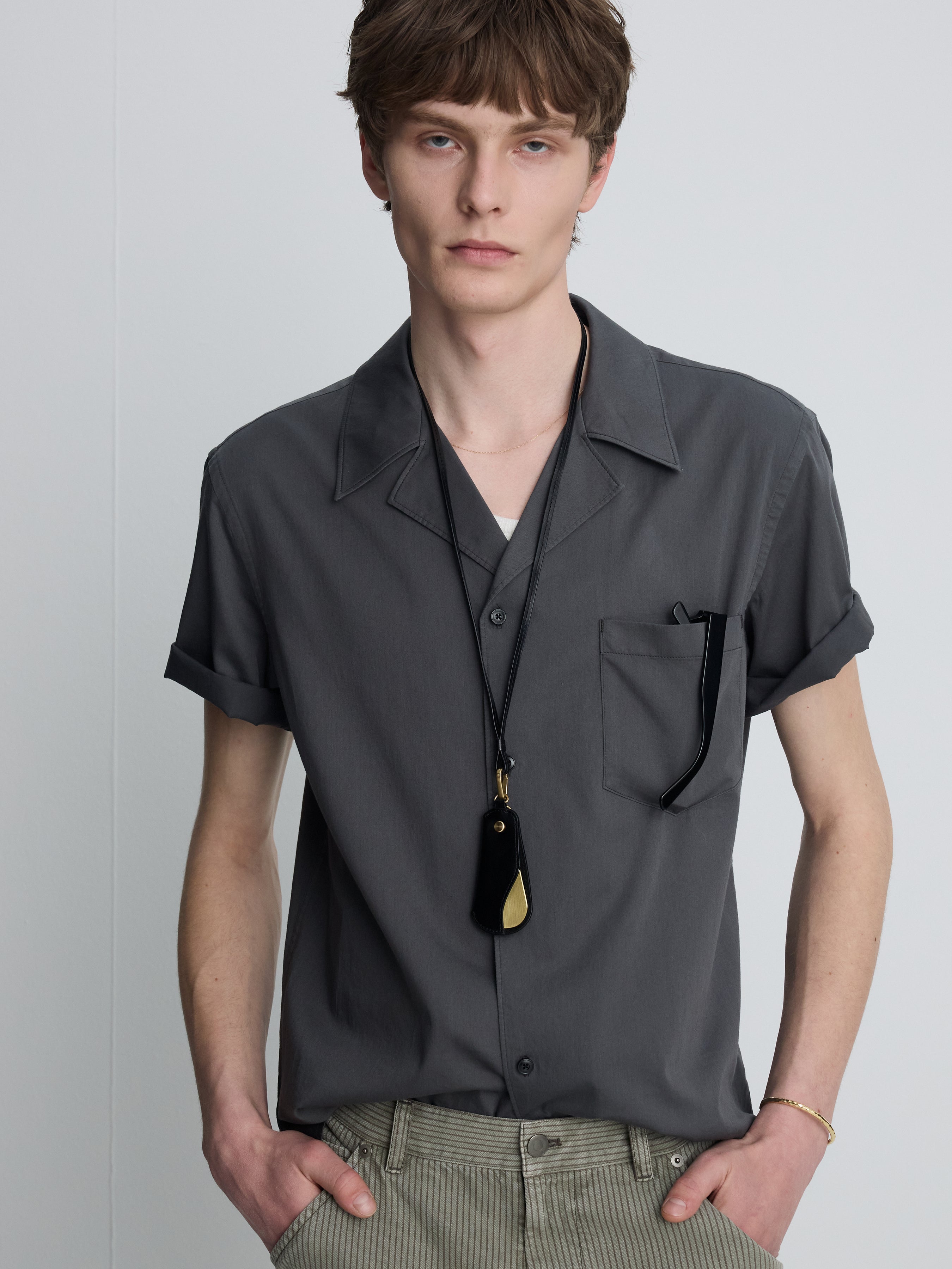 SILKY COTTON BOWLING SHIRT_ ANTHRACITE