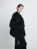 (W) LONG HAIR FAUX FUR JACKET_ BLACK
