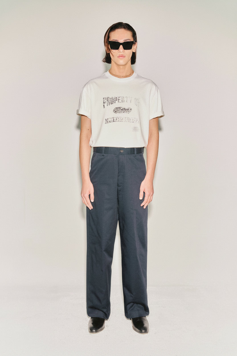 High-twist Cotton No Tuck Wide Trousers_ Navy