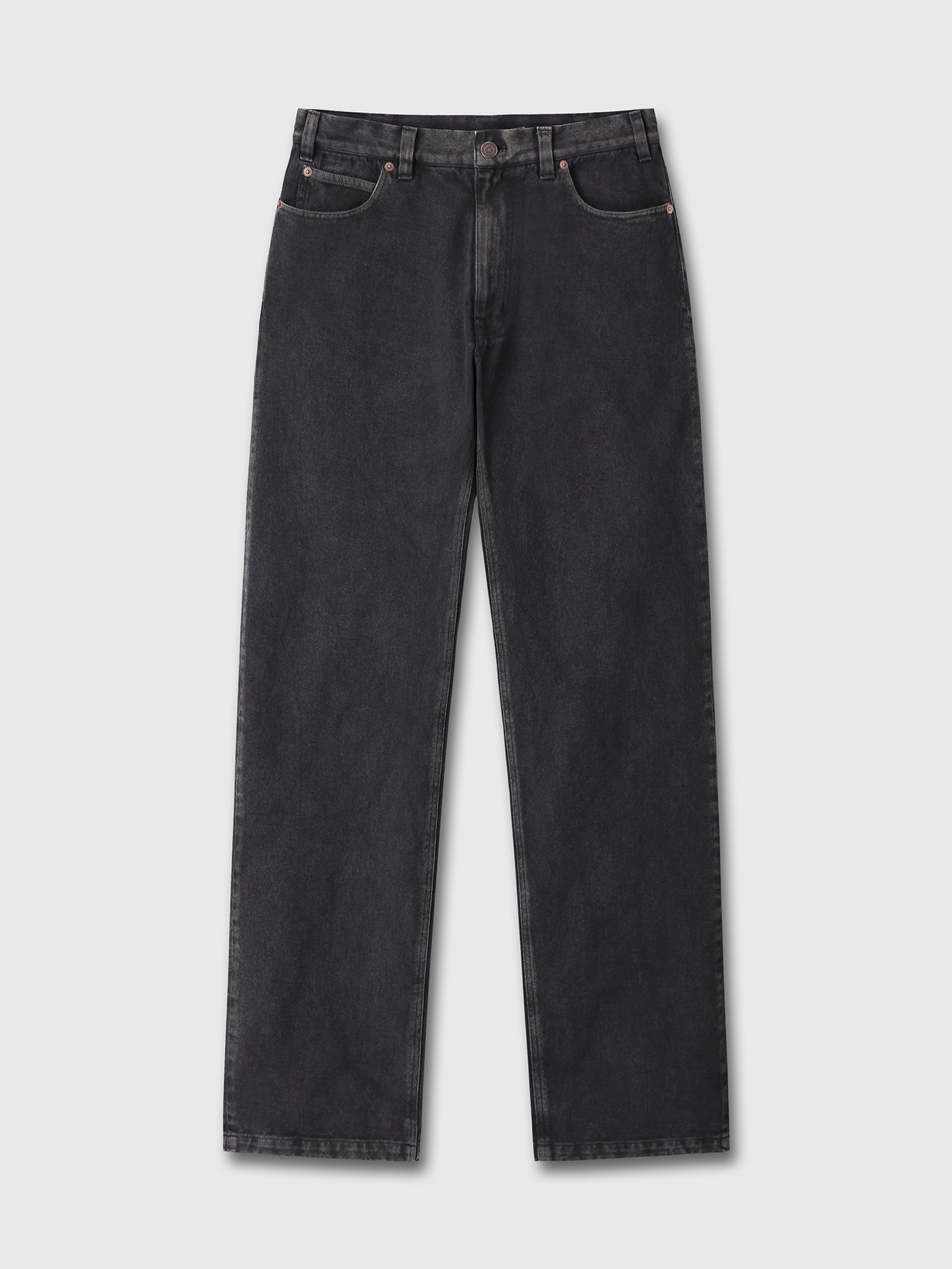 LOOSE STRAIGHT OVERDYE DENIM JEANS_ CARBON PIGMENT