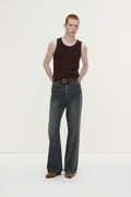 LOOSE FLARED-LEG DENIM JEANS_ WASHED BLACK