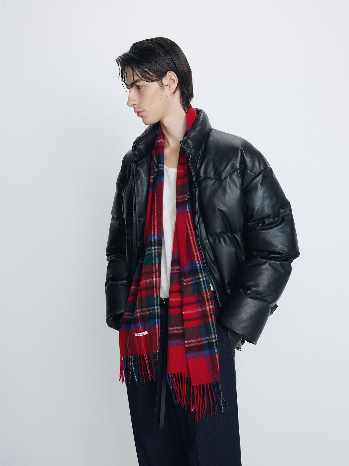 LAMB LEATHER DOWN PUFFER JACKET_ BLACK
