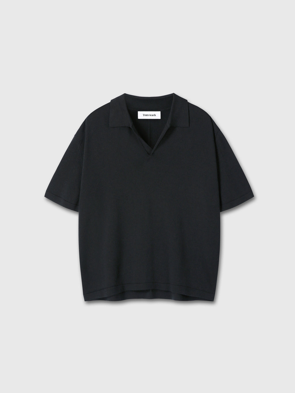 SILK CASHMERE OPEN COLLAR KNIT_ BLACK