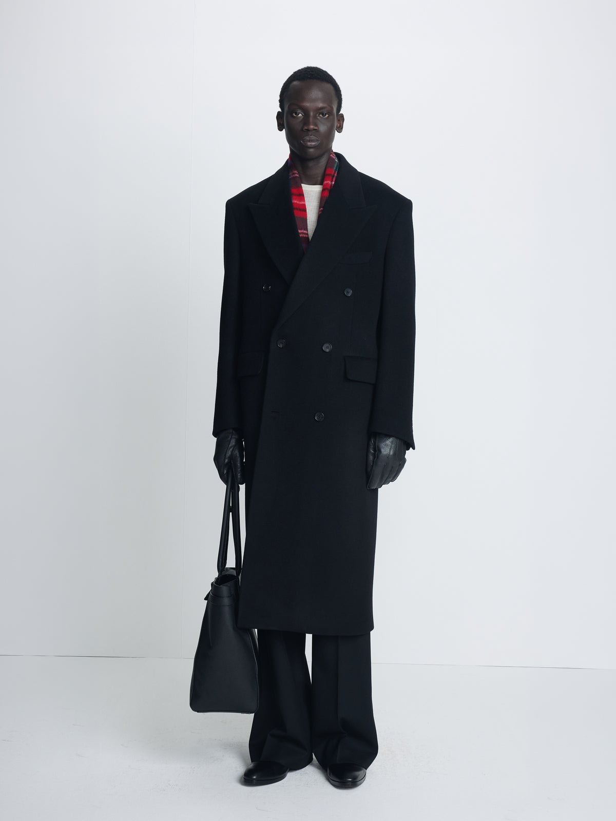 WOOL AND CASHMERE DOUBLE-BREASTED COAT_ BLACK