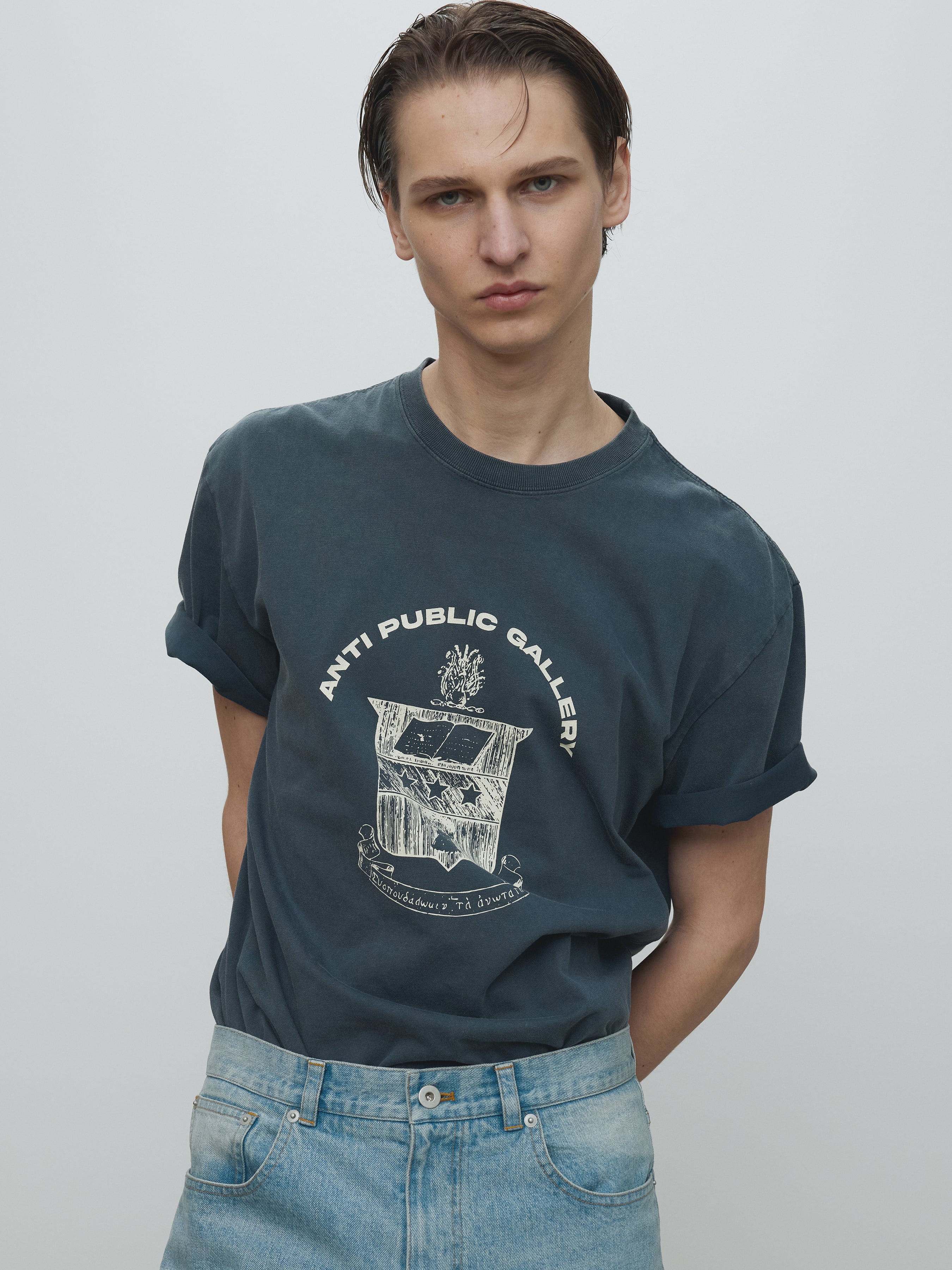 ANTI GALLERY GARMENT DYED T-SHIRT_ FADED NAVY