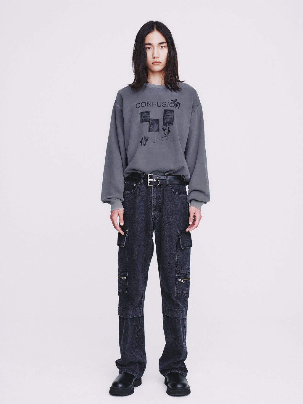 Confusion Mugshot Garment-dyeing Sweatshirt_ Faded Grey