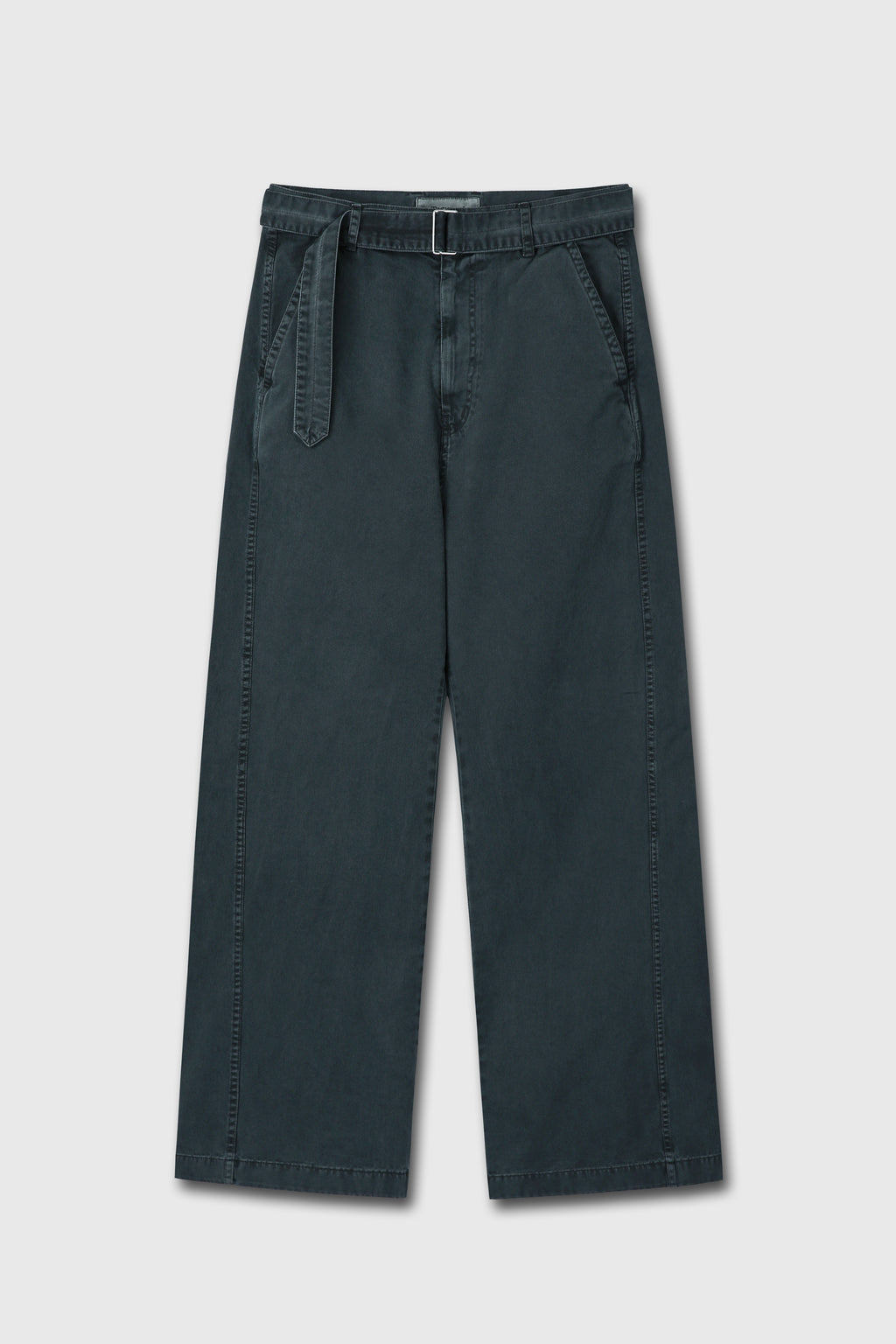 GARMENT-DYED COTTON BELTED PANTS_ ANTHRACITE