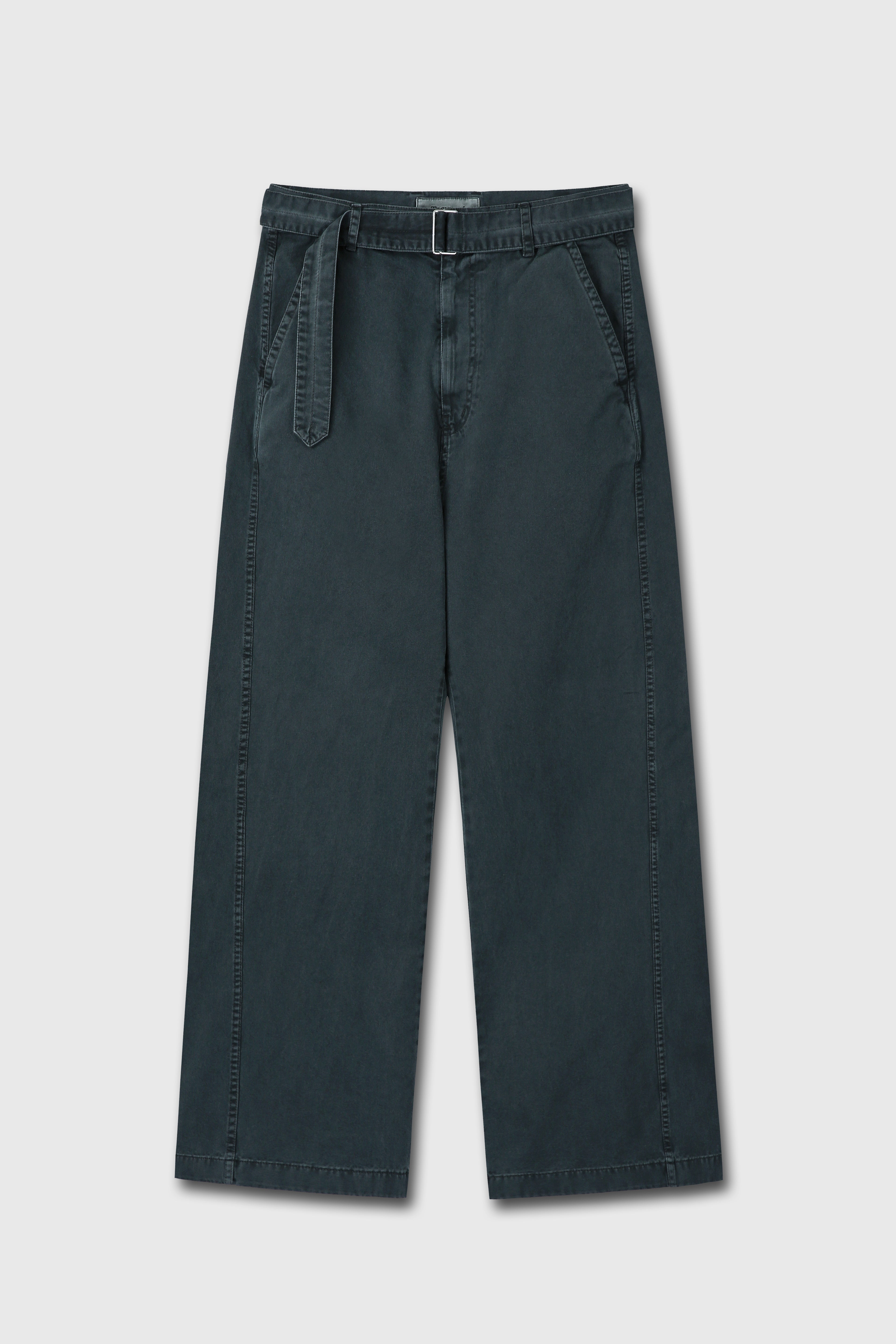 GARMENT-DYED COTTON BELTED PANTS_ ANTHRACITE