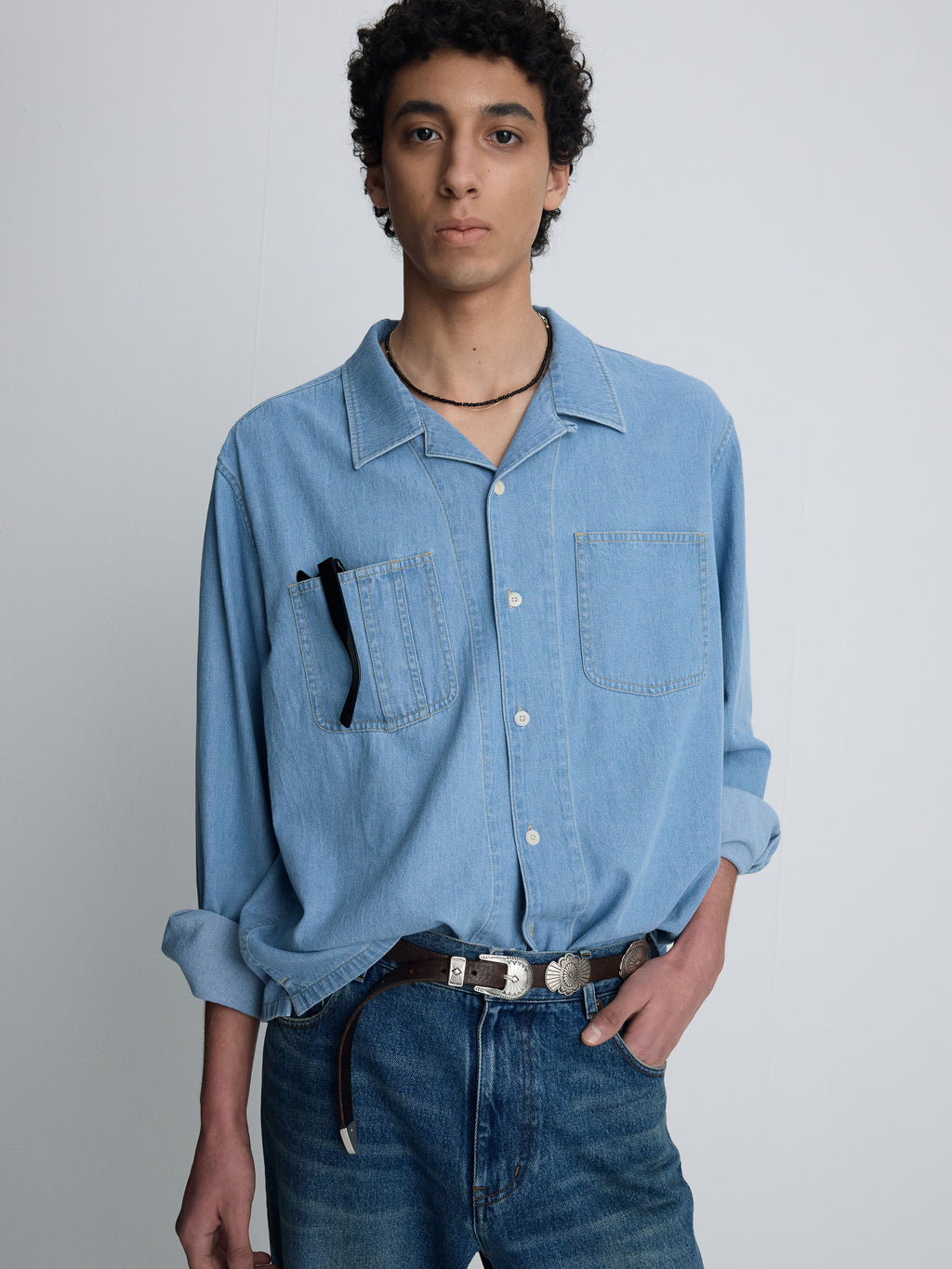 (2026/05/22 Open) TWO POCKET SOFT DENIM SHIRT_ LIGHT INDIGO