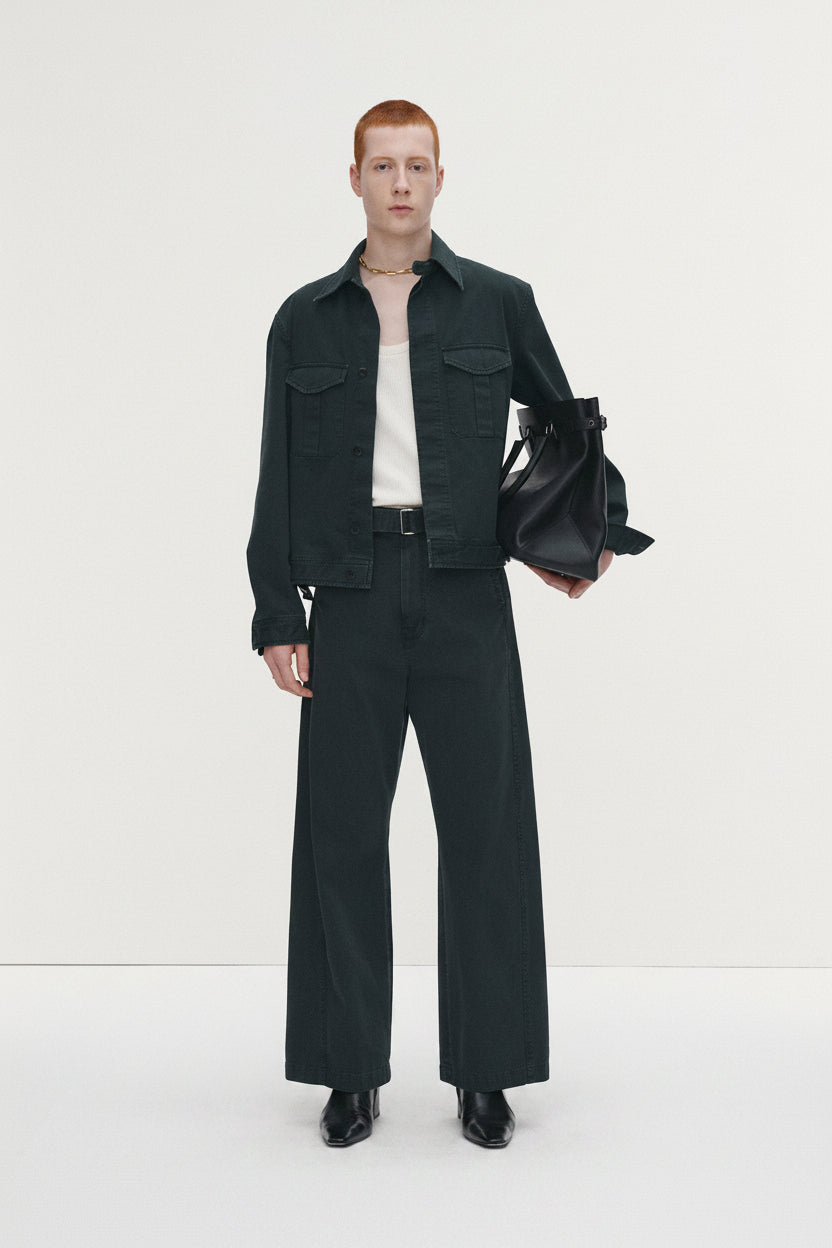 GARMENT-DYED COTTON BELTED PANTS_ ANTHRACITE
