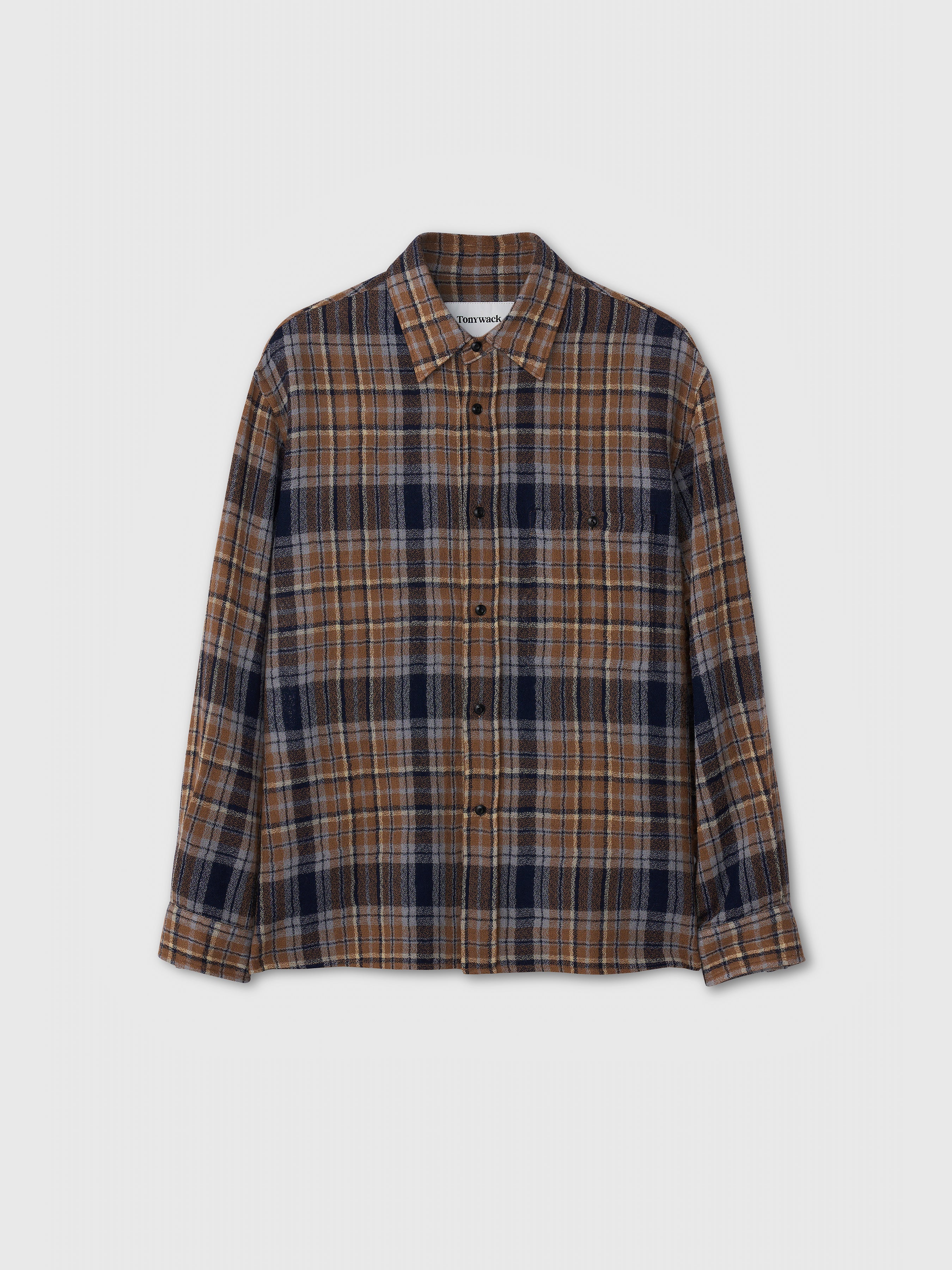 Light Wool Single Pocket Check Shirt_ Camel